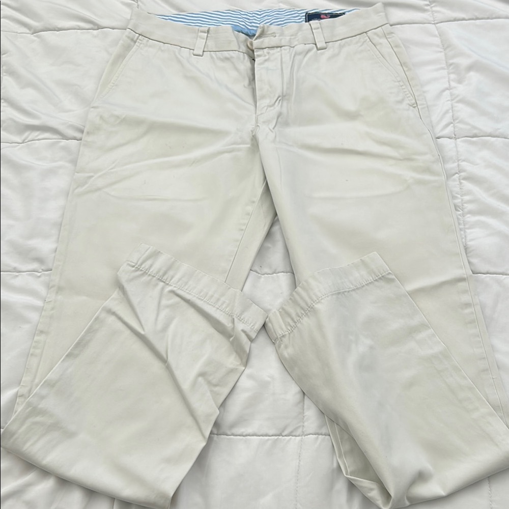 Vineyard Vines Cream Dress Pants Flat Front